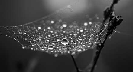Spiderweb with water droplets, photo