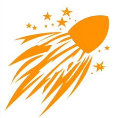 Fototapete - Abstract illustration of a golden comet soaring through space, surrounded by stars.