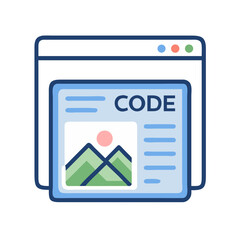 Poster - Browser Window with Code and Image Icon Representing Web Development and Visual Content