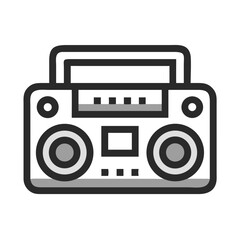 Poster - Boombox Icon Representing Portable Music Player and Audio Entertainment