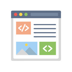 Poster - Browser Window with Code and Image Icon Representing Web Development and Visual Content