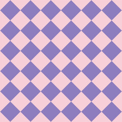 Wall Mural - Checkered plaid repeat pattern in purple isolated on pink background.Geometric gingham seamless pattern.Pastel abstract background with squares.Vector graphic wallpaper.