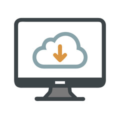 Poster - Cloud Download on Monitor Icon Representing Cloud Storage and Data Access
