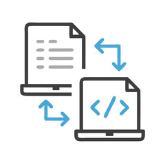 Poster - Code File Transfer Icon Representing Development and Data Migration