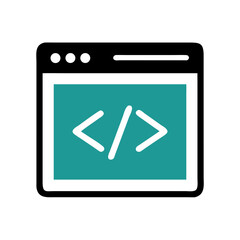 Poster - Code Window Icon Representing HTML and Web Development