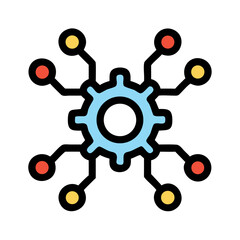 Poster - Gear with Network Nodes Icon Representing Backend Development and System Architecture