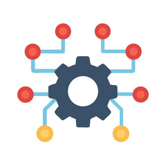 Poster - Gear with Network Nodes Icon Representing Backend Development and System Architecture