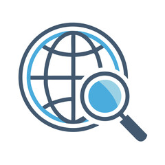 Poster - Globe with Magnifier Icon Representing Web Search and Global Information Exploration