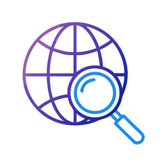 Poster - Globe with Magnifier Icon Representing Web Search and Global Information Exploration
