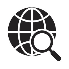Poster - Globe with Magnifier Icon Representing Web Search and Global Information Exploration