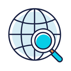 Poster - Globe with Magnifier Icon Representing Web Search and Global Information Exploration