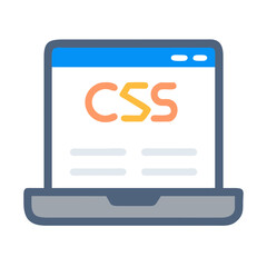 Poster - Laptop with CSS Icon Representing Front-End Styling and Web Design