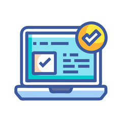 Poster - Laptop with Design Code Icon Representing Web Development and Coding Workstation