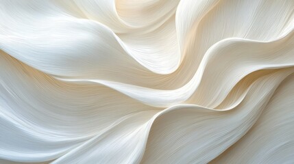 Poster - Elegant White Silk Fabric Swirling Texture, Delicate Soft Waves and Curving Lines, Background Art