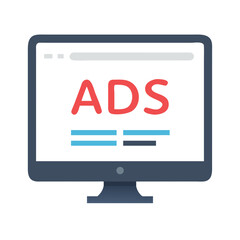 Fototapete - Monitor with Ads Icon Representing Digital Advertising and Online Marketing Display
