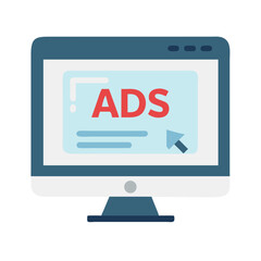 Poster - Monitor with Ads Icon Representing Digital Advertising and Online Marketing Display