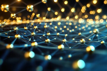 Leinwandbilder - Visual representation of interconnected spheres and light on a dark background