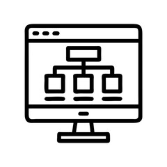 Poster - Monitor with Flowchart Icon Representing Website Structure and Digital Workflow Planning