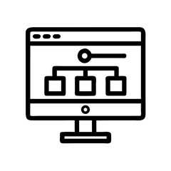 Poster - Monitor with Flowchart Icon Representing Website Structure and Digital Workflow Planning