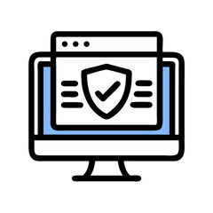 Fototapete - Monitor with Shield Icon Representing Web Security and Online Protection