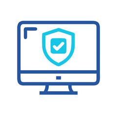Aufkleber - Monitor with Shield Icon Representing Web Security and Online Protection
