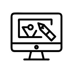 Fototapete - Monitor with Vector Design Icon Representing Graphic Design and Digital Illustration Workstation