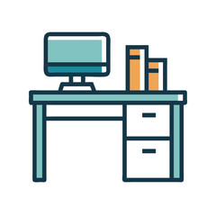 Aufkleber - Office Desk Icon Representing Workstation Table for Professional and Home Office Setup