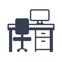 Aufkleber - Office Desk Icon Representing Workstation Table for Professional and Home Office Setup