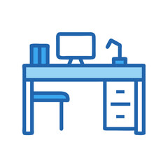 Aufkleber - Office Desk Icon Representing Workstation Table for Professional and Home Office Setup