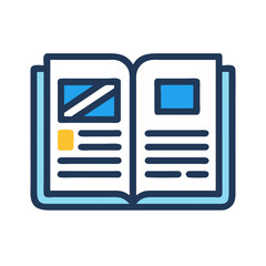 Poster - Open Magazine Icon Representing Article or Newsletter Content and Printed Publication