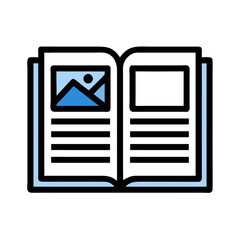 Poster - Open Magazine Icon Representing Article or Newsletter Content and Printed Publication