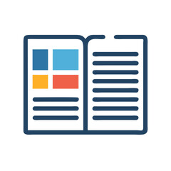 Poster - Open Magazine Icon Representing Article or Newsletter Content and Printed Publication