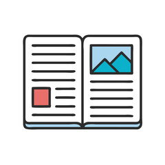 Poster - Open Magazine Icon Representing Article or Newsletter Content and Printed Publication