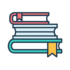 Poster - Stacked Books with Ribbon Icon Representing Academic Achievement and Education