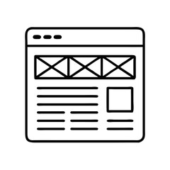 Poster - Website Wireframe Icon Representing Page Structure and Layout for UI/UX Design
