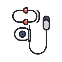 Poster - Wired Earphones Icon Representing Audio Listening Device for Music and Calls