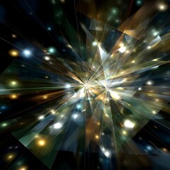 Poster - Abstract Burst of Light and Color with Intersecting Geometric Shapes in a Digital Art Composition