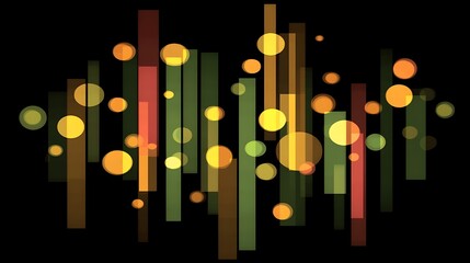 Poster - Abstract Cityscape of Lights and Shapes on Black Backdrop Artistic Composition Modern Design.