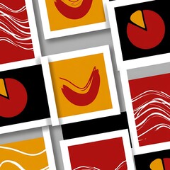Poster - Abstract Collage of Graphic Shapes in Harmonious Composition on White Backdrop for Creative Design.
