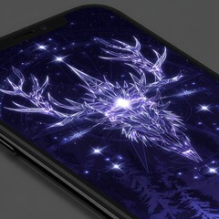 Poster - Abstract Deer Silhouette Cosmic Constellation on Mobile Device Interface Design Background