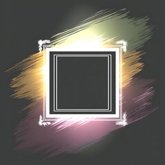 Poster - Abstract Expression with Square Frame Design and Textured Brush Strokes on Neutral Backdrop.