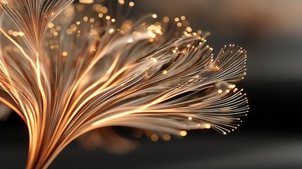 Poster - Abstract Fiber Optic Light Display Radiating Elegance with Soft Bokeh on Dark Background.