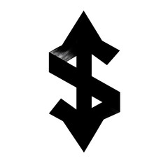 Poster - Abstract Geometric Arrow Diamond Shaped Symbol Design in Black and White Minimalist Graphic Style.