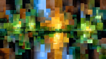 Poster - Abstract Geometric Landscape Reflecting in Water Artistic Composition Creation Expression Design.