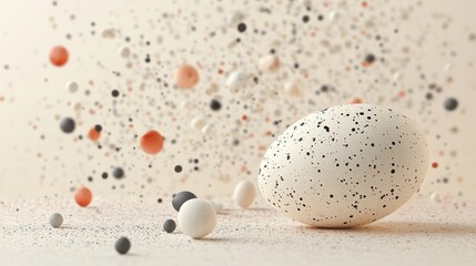 Poster - abstract background with soft ecru tones dotted design and eggshell paper texture