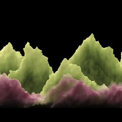 Poster - Abstract Green and Purple Mountains With a Textured Surface Under a Dark Sky Concept Art Style.