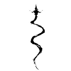 Poster - Abstract Ink Brush Stroke Snake Like Shape in Simple Minimalist Zen Style Artwork Concept Design.