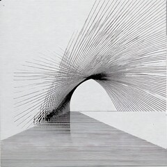Poster - Abstract Linear Perspective Tunnel Visual Illusion Graphic Design Concept Monochrome Aesthetic Creation