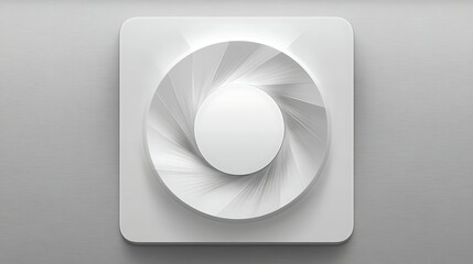 Poster - Abstract Minimalist White Circular Design With Angular Segments On Square Surface 3d Rendering.