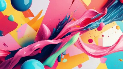Fototapete - Colorful Abstract: An abstract composition explodes with vibrant hues, dynamic shapes and fluid forms, a kaleidoscope of color and energy.